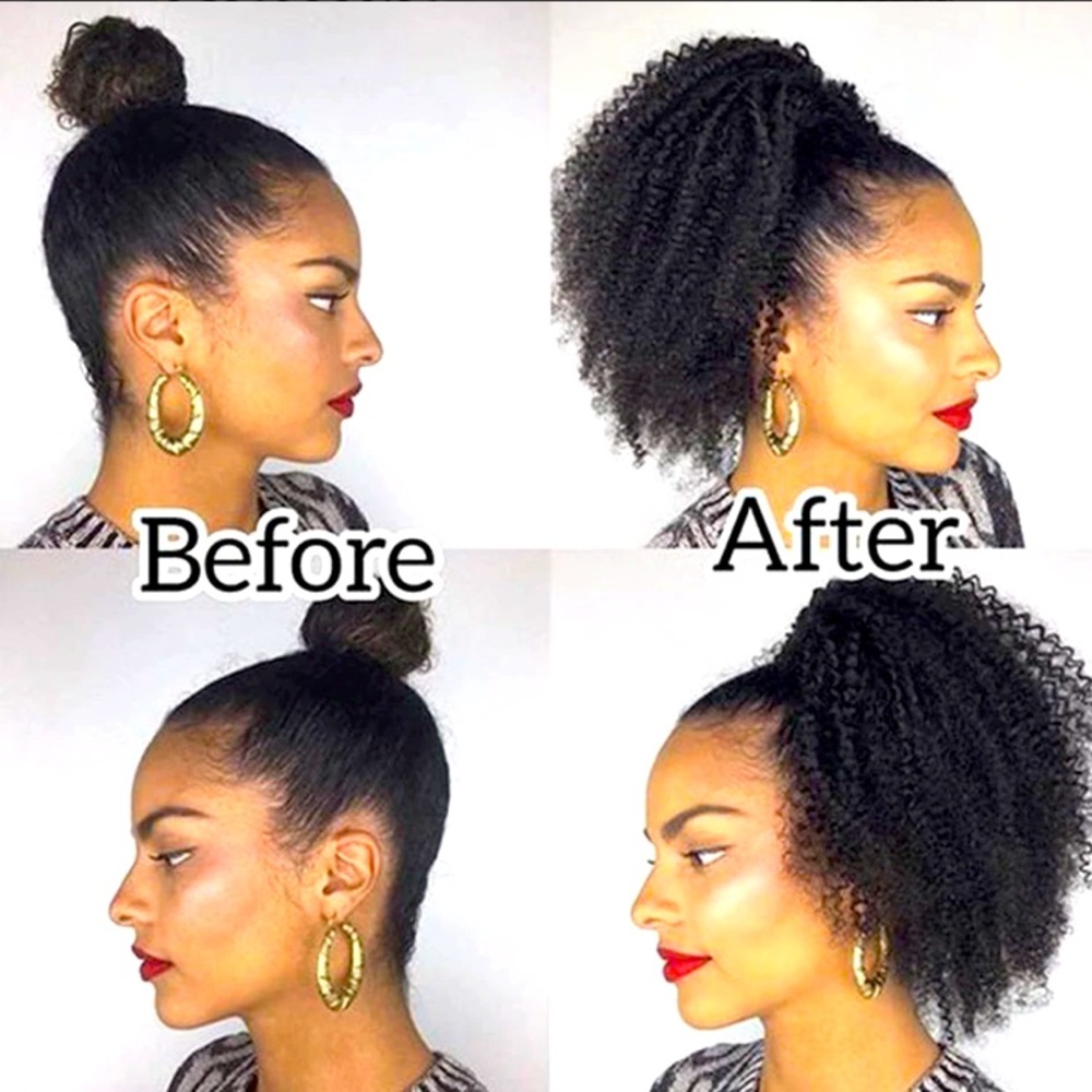 Human hair Kinky Curly Drawstring Ponytail